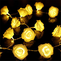 1 x RAW Customer Returns Mobxpar 3m 20 LED rose fairy lights indoor battery operated LED artificial rose fairy lights Rose fairy lights 20 flower rose garland Romantic decoration for rooms warm white  - RRP €13.1