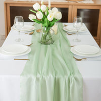 7 x RAW Customer Returns CHUQING Green Chiffon Table Runner Wedding Table Runner Tulle Table Runner Light Green 75cm x 3m - RRP €112.91