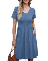 1 x RAW Customer Returns AUSELILY Summer Dresses for Women Sleeveless V Neck Sundress Loose Casual Spaghetti Strap Dress with Pockets Navy Blue Floral S - RRP €23.18