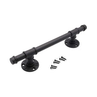 1 x RAW Customer Returns goldenwarm 1 piece black gate garden wooden barn door handle pull handle balcony door outside door handle door fitting inside door gate fitting wrought iron sliding door handles round metal tube - RRP €22.18