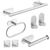 1 x RAW Customer Returns HASA zone towel holder without drilling 7 in 1 made of 304 stainless steel with toilet paper holder self-adhesive towel hooks bathroom towel holder set, bathroom accessories wall mounting silver  - RRP €22.99