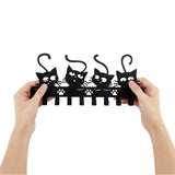 1 x RAW Customer Returns SUPERDANT Wall Hooks with Black Cats, Key Holder, Halloween, Cats, Decorative Hooks, Clothes Hangers, Iron Hooks, Wall Mounted, Hooker with 10 Hooks for Key Hooks, Hats, Metal Hooks - RRP €14.71