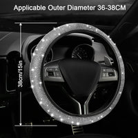 1 x RAW Customer Returns URAQT Car Steering Wheel Covers, Universal 36-38cm Steering Wheel Cover, Car Steering Wheel Cover with Bling Bling Sparkling Rhinestone for Most Cars White  - RRP €9.99