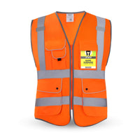 1 x RAW Customer Returns HPHST Safety Vest for Men and Women High Visibility Cycling Vest with Zipper Reflective Vest Work Vest EN ISO 20471 Orange 3X-Large  - RRP €18.14