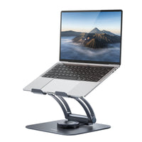 1 x RAW Customer Returns NULAXY Laptop Stand 360 Rotating Base Laptop Stand Height Adjustable Notebook Stand with Heat-Vent MacBook Holder Desk for up to 22 lbs Compatible with All Laptop Notebook, Gray - RRP €34.27