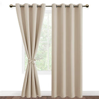 1 x RAW Customer Returns DWCN Opaque Blackout Curtains with Eyelets 2 Pieces Thermal Curtain for Living Room, Bedroom, Beige, 245 x 132 cm H x W  - RRP €41.34