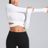 1 x RAW Customer Returns MUYOGRT T-Shirt Women s Sports Shirt Long Sleeve Crop Top Sexy Sports Top Cropped Summer Running Shirt Breathable Sports Top Lightweight Yoga Fitness Shirts Quick Dry Functional Shirt - RRP €19.14