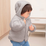 1 x RAW Customer Returns Volunboy Baby Boys Sherpa Fleece Jacket, Full Zipper Lined Hoodies Winter Coat Jacket 12-18 months, Grey, Size 80  - RRP €24.0