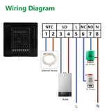 7 x RAW Customer Returns Wengart heating thermostat WG828, touch button AC230V 10A for water underfloor heating, rod gas boiler, black - RRP €174.65