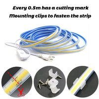 1 x RAW Customer Returns pcning 3 Meter COB LED Strip 220V 230V 280 leds m Extream Bright IP67 Strip 3M 6000K Cold White Bandeau with Switch Cold White, 3  - RRP €53.99