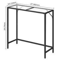 1 x RAW Customer Returns MAHANCRIS Console Table Made of Tempered Glass, Narrow Table, Sofa Table, Narrow Side Table Behind the Sofa, Metal Frame, 68.4 x 24.0 x 74.2 cm, for Entrance, Living Room, Hallway, Black ACTH68B01 - RRP €44.56