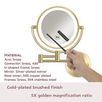 1 x RAW Customer Returns RECKODOR makeup mirror with LED lighting wall mounting, 1X 5X magnification cosmetic mirror with touch switch USB rechargeable, shaving mirror 360 rotatable mirror for bathroom, spa and hotel - RRP €123.99