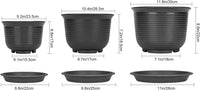 2 x Brand New Flower Pot 23.5 25 30 cm Diameter Round Plant Pots Plastic Flower Pots Large with Saucer for Flowers Plants Indoor and Outdoor Outdoor Plant Pots Pack of 3 - Anthracite  - RRP €58.46