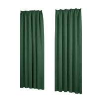 1 x RAW Customer Returns Deconovo thermal curtains with ruffle tape, opaque, noise protection, window decoration, 245 x 140 cm height x width , forest green, set of 2 - RRP €42.49