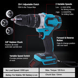 1 x RAW Customer Returns JUDANNA Cordless Drill Driver for Makita 18V without battery, without charger , Brushless Drill Driver Cordless Screwdriver Set with 28 Electric Drills, 120Nm Torque Max, 13mm Drill Chuck, 2-Speed - RRP €42.35