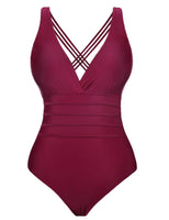 1 x RAW Customer Returns Aottori women s one-piece swimsuit, one-piece slimming swimwear, slimming figure-shaping beachwear, wine red, XXL - RRP €29.88