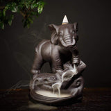 1 x RAW Customer Returns YYW Elephant Incense Holder with 20PCs Backflow Incense Cones, Asia Ceramic Incense Holder Backflow Censer - RRP €16.66