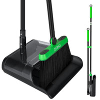 1 x RAW Customer Returns Zavrski Space Saving Long Handled Broom and Dustpan Set 180 Degree Swivel Broom Vertical Brush and Dustpan Combo for Floor Cleaning - RRP €24.98