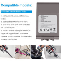 1 x RAW Customer Returns ASUNCELL 4000mAh Replacement Battery for V6 DC58 DC59 SV03 DC61 DC72 DC74 SV05 SV06 SV06 SV09 Vacuum Cleaner Animal Dyson V6 21.6V 2.2A 6 Cells - RRP €19.99