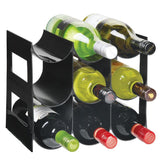 1 x RAW Customer Returns mDesign practical wine and bottle rack - plastic wine rack for up to 9 bottles - free-standing shelf for wine bottles or other drinks - black - RRP €27.54