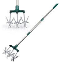 1 x RAW Customer Returns Rotary cultivator set, 63.5 cm - 160 cm, adjustable, garden tiller and hand garden cultivator with removable steel tines, reseeding of grass or soil mixture - RRP €31.99