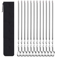 1 x RAW Customer Returns TaiCy Set of 12 Skewers for Grilling - 14 Stainless Steel Shish kebab Kabob Sticks for Meat Shrimp Chicken Vegetables for Grilling, Grilling and Kabobs Silver  - RRP €12.01