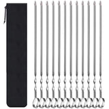 1 x RAW Customer Returns TaiCy Set of 12 Skewers for Grilling - 14 Stainless Steel Shish kebab Kabob Sticks for Meat Shrimp Chicken Vegetables for Grilling, Grilling and Kabobs Silver  - RRP €12.01