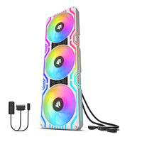 1 x RAW Customer Returns AsiaHorse 3 in 1 PC case fan, 3 120mm ARGB PC fan with 56 addressable LEDs, CPU case fan with PWM control, computer cooler fan for motherboard Aura Sync, 800-1800 RPM, white - RRP €40.33