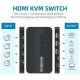 1 x RAW Customer Returns HDMI KVM Switch 4 Port, 4K 30Hz HDMI USB Switch 4 in 1 Out, KVM Switch for 4 PC Sharing Keyboard Mouse Printer Scanner with Desktop Controller - RRP €37.38