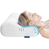 1 x RAW Customer Returns LAMB Height Adjustable Memory Foam Pillow Ergonomic Neck Support Pillow 50D Density Removable Cover Suitable for Side Lying Blue - RRP €29.5