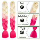 1 x RAW Customer Returns ColorfulPanda 3 Pieces Jumbo Braid Synthetic Hair Kanekalon Hair Braiding Extensions for Crochet Twist Braiding Hair 24 Inches 100g Color, Blonde to Pink - RRP €18.14