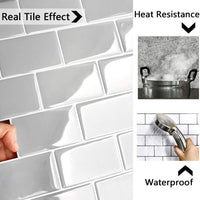 1 x RAW Customer Returns Yoillione Adhesive Kitchen Bathroom Tiles, Kitchen Backsplash Adhesive Mosaic Tiles Bathroom Gray Kitchen Wall Stickers, 5 Pieces 3D Decorative Panels for Wall PVC Waterproof Brick Tiles - RRP €28.5