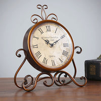 1 x RAW Customer Returns HZDHCLH Retro Silent Roman Table Clock for Living Room Bedroom Office Art Desk Clock Copper  - RRP €29.99