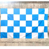 1 x RAW Customer Returns NARAMAKI Napoli Checkered Flag White and Blue 90x150cm Football Championship Chequered Flag  - RRP €18.94