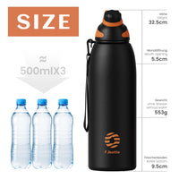 1 x RAW Customer Returns Fjbottle Stainless Steel Sports Drinking Bottle with Magnetic Lid 1L, 800ml, 600ml, 400ml BPA-Free Leak-Proof Children s Bottle - Suitable for Carbonated Drinks 1500ML Thermo Water Bottle for School, Fitness - RRP €26.99