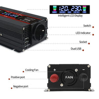 1 x RAW Customer Returns Yinleader inverter 900W 2000W 12V 230V voltage converter LCD with 1 socket 2 USB ports - RRP €69.99