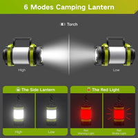 1 x RAW Customer Returns GEARLITE LED camping lamp battery-operated with 6 light modes, USB rechargeable handheld spotlight with handle and hook, flashlight for power bank, camping, fishing, power outages, emergency - RRP €18.14