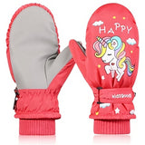 1 x Brand New Mododo Unicorn Children s Ski Gloves, Girls Winter Sports Finger Gloves Waterproof, Outdoor Sports Warm Gloves Mittens for Skiing Snowballs Game Non-Slip Palms 6-14 Years - RRP €36.0