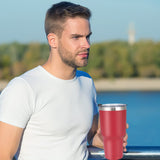 1 x RAW Customer Returns Livole 30oz 900ml drinking cup for men, women, thermal mug coffee to go, camping cup, double-walled stainless steel cup with straw, insulated vacuum coffee cup, travel mug, red - RRP €18.71