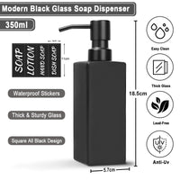 1 x RAW Customer Returns MIUSITE soap dispenser glass black matt with smooth pump made of stainless steel, 350ml stylish vintage soap dispenser for kitchens and bathrooms, reusable soap dispenser with label - 2 pieces - RRP €19.08