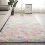 1 x RAW Customer Returns Carpet Living Room, Modern Deep Pile Fluffy Super Soft Area Rug, Anti-Slip Bottom Shaggy Area Rug Bed Rug, Living Room Kitchen Bedroom Carpet Rainbow, 100 160CM  - RRP €31.79