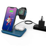 1 x RAW Customer Returns Minthouz 3 in 1 Wireless Charger with 18W Adapter, Fast Wireless Charging Station for Multiple Devices Apple Watch S8 7, AirPods 3 Pro, Wireless Charger Stand Compatible with iPhone 14 13 12 11- Blue - RRP €27.76