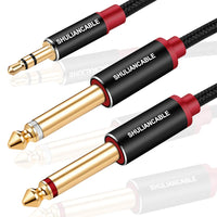 2 x Brand New SHULIANCABLE 3.5 mm to 2x 6.35 mm Stereo Audio Cable, Mono Y Splitter Audio Cable Digital Interface Instrument Cable Supports for Mixer, Audio Recorder, Guitar, Amplifier, Microphone 5M  - RRP €30.48