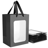 1 x RAW Customer Returns EUSOAR Gift Bags with Viewing Window - Pack of 10 Paper Bags with Handles - 18x13x25cm Gift Bags with Handle - Paper Bags Christmas Decoration 210GSM - Black Gift Bags Shopping Birthday Parties - RRP €22.8