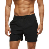 1 x RAW Customer Returns Aisprts men s swim shorts with zip pocket, quick-drying, water-repellent swim shorts for men, breathable with drawstring, mesh lining A6 black, XL  - RRP €19.67