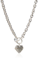 1 x RAW Customer Returns GUESS Women s Pave Heart with Logo Banner Pendant Toggle Necklace - RRP €55.46