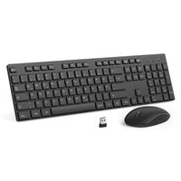 1 x RAW Customer Returns seenda Wireless Keyboard and Mouse Set, Full Size Wireless Keyboard with USB Receiver, Quiet with 1400 DPI, QWERTY Layout for Computer, Laptop, Windows, MacOS Black  - RRP €23.18