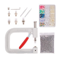 1 x RAW Customer Returns PandaHall Pearl Setting Machine Tools Pearl Rivet Fixing Machine With 1250pcs 5 Size Imitation Pearl Acrylic Beads And 0.44lb Pearl Rivet Buttons And Tweezers For Hats Shoes Clothes - RRP €37.5