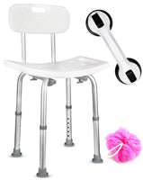 1 x RAW Customer Returns Dr. Maya Adjustable Chair with Back for Shower and Bathtub Anti-Slip Bathtub Stool for Seniors Bathroom Safety Free Suction Grab Bar - RRP €59.99