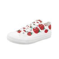 1 x RAW Customer Returns Hotroad Women s Fashion Canvas Sneaker Low Top Women Summer Walking Outdoor Canvas Shoes Tennis Shoes Tennis Shoes Sneakers Classic Sneakers Laces, White Strawberry 38 EU Women - RRP €19.15